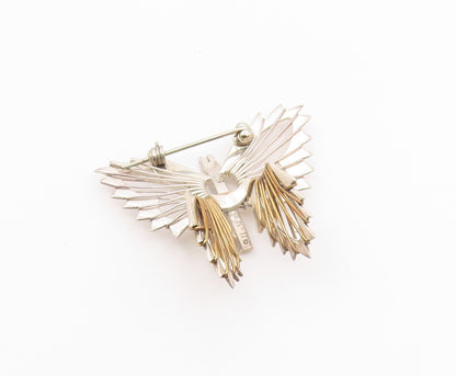 MEXICO 925 Sterling Silver  Vintage Shiny 2 Tone Butterfly Brooch Pin  BP8249