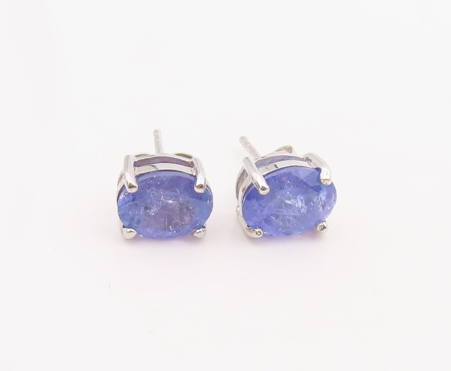 925 Sterling Silver Vintage Earrings Minimalist Oval Cut Tanzanite Studs EG13823