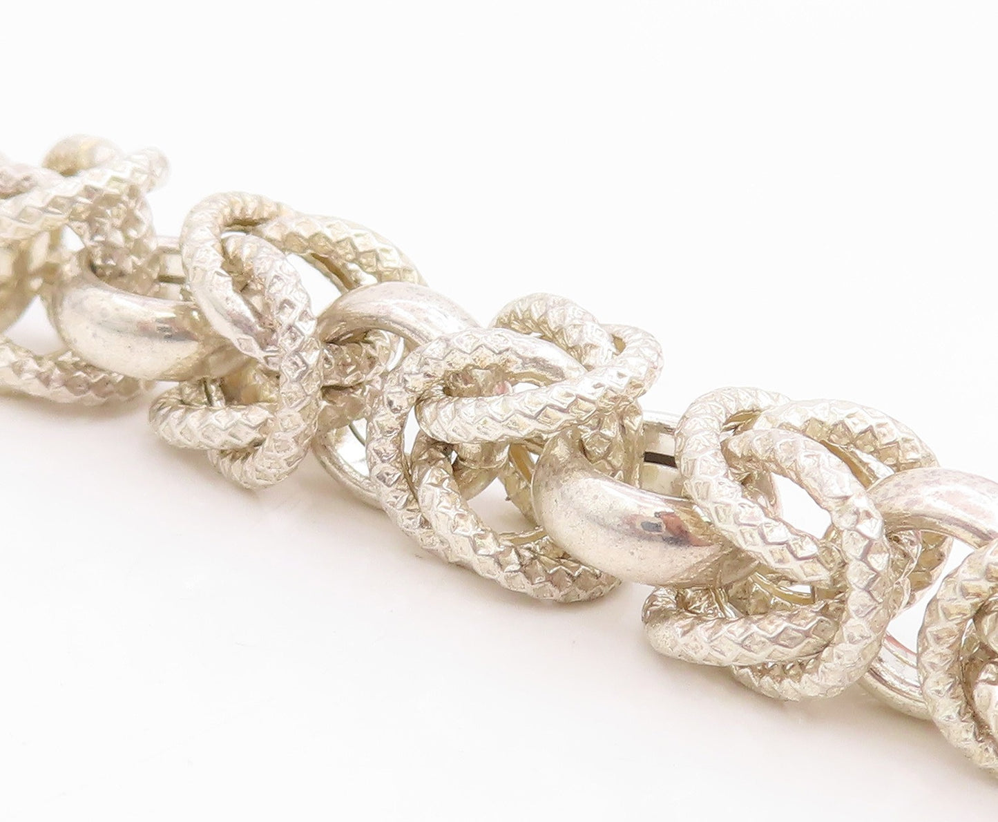 925 Sterling Silver Vintage Bracelet Bold Nautical Rope Byzantine Chain  BT11820