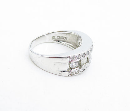 925 Sterling Silver Multi Shape Cubic Zirconia Shiny Band Ring Sz 8 RG5073