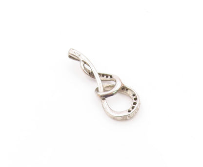 925 Sterling Silver  Vintage Genuine Diamonds Swirl Loop Pendant  PT15549