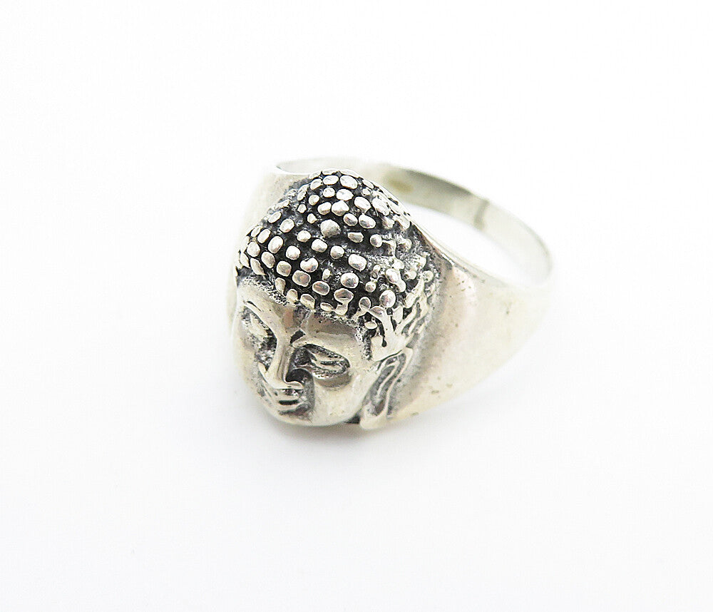 925 Sterling Silver  Shiny Chiseled Face Design Band Ring Sz 7.5  RG8169