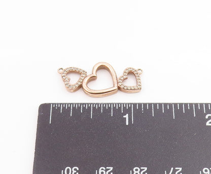 925 Silver & 18K GOLD Vintage Topaz Shiny Open Love Hearts Pendant  PT15956