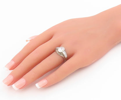 925 Sterling Silver Vintage Ring Oval & Baguette Cut CZ Band  Sz 7  RG34365