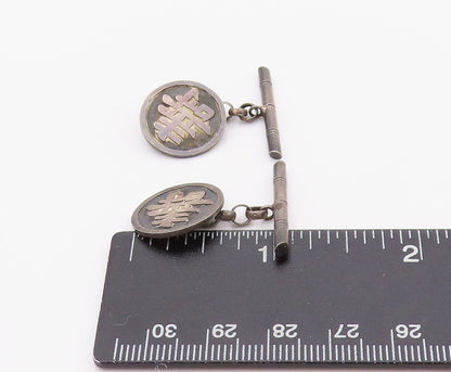 925 Sterling Silver Vintage Cuff Links CHINESE EXPORT Symbol Of Good Luck TR3938