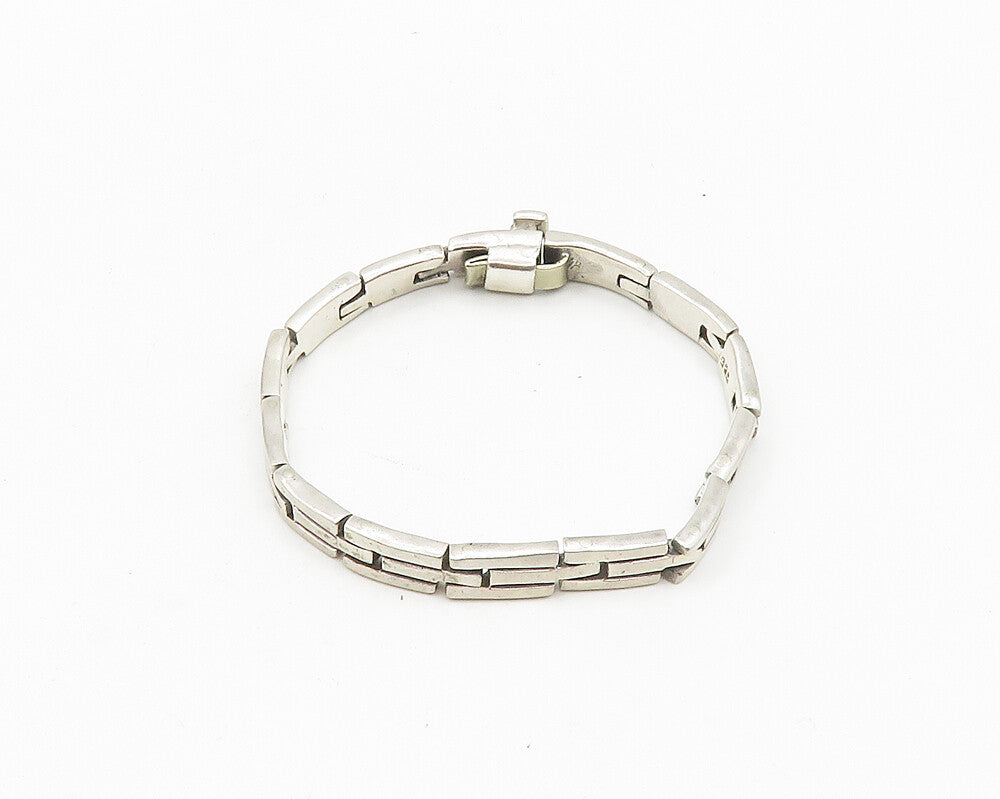 MEXICO 925 Sterling Silver  Vintage Brick Layer Hinge Chain Bracelet  BT7522