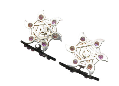 925 Sterling Silver  Petite Amethyst Shiny Open Design Drop Earrings  EG5028