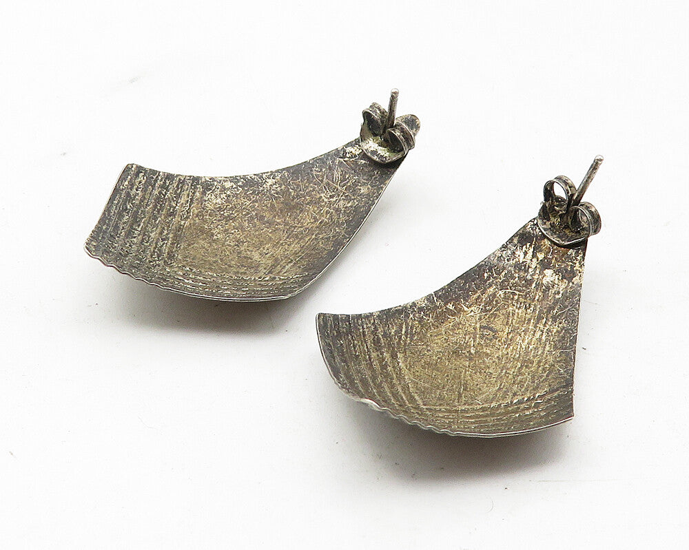 925 Sterling Silver  Vintage Dark Tone Etched Detail Drop Earrings  EG6289