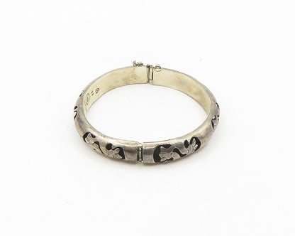 TPN MEXICO 925 Silver  Vintage Cutout Floral Pattern Bangle Bracelet  BT7449