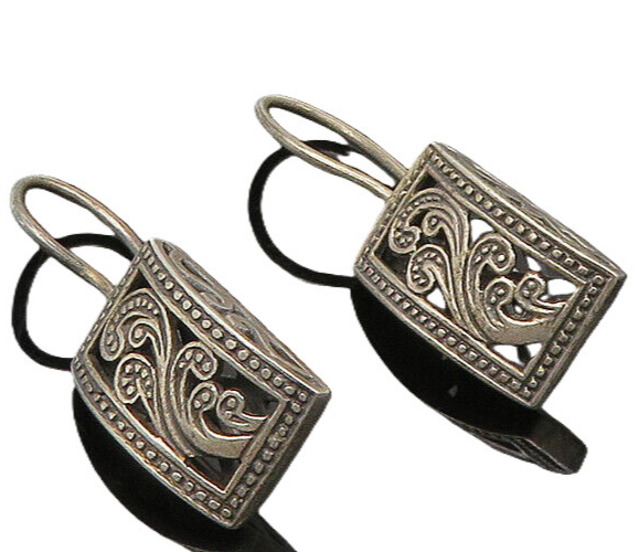 SILPADA 925 Sterling Silver  Vintage Dark Tone Swirl Drop Earrings  EG10730