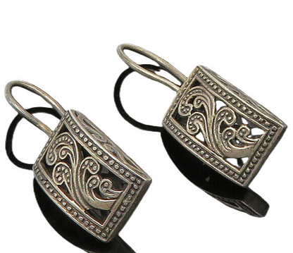 SILPADA 925 Sterling Silver  Vintage Dark Tone Swirl Drop Earrings  EG10730