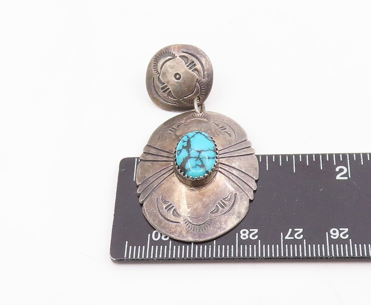 925 Sterling Silver Vintage Earrings NAVAJO Turquoise Single Pieces  EG14302