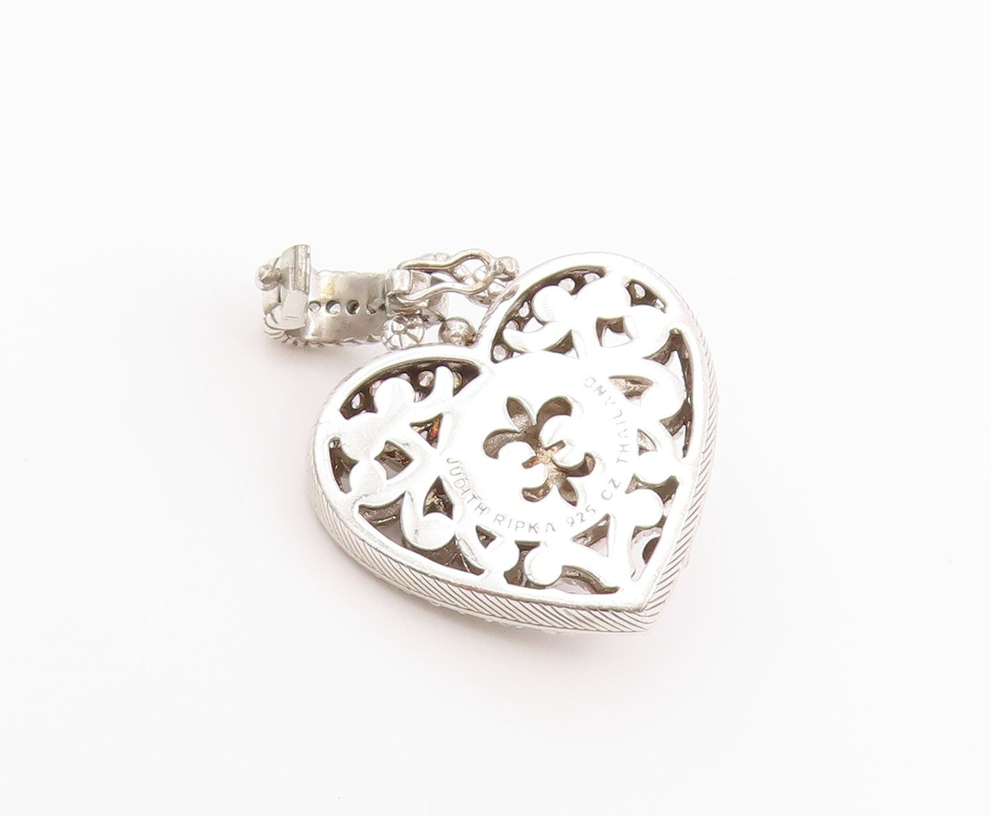 925 Sterling Silver Vintage Pendant JUDITH RIPKA Chalcedony Love Heart  PT26425
