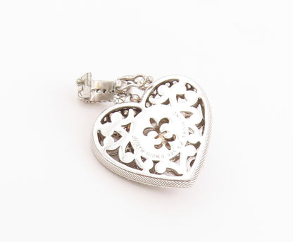 925 Sterling Silver Vintage Pendant JUDITH RIPKA Chalcedony Love Heart  PT26425