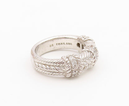 925 Sterling Silver Vintage Ring JUDITH RIPKA CZ Twisted Rope Band Sz 8 RG36515