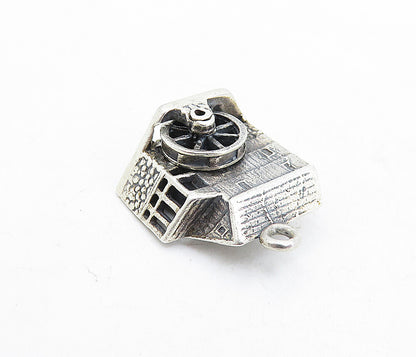 925 Sterling Silver  Vintage Petite Dark Tone Sculpted House Pendant  PT3941