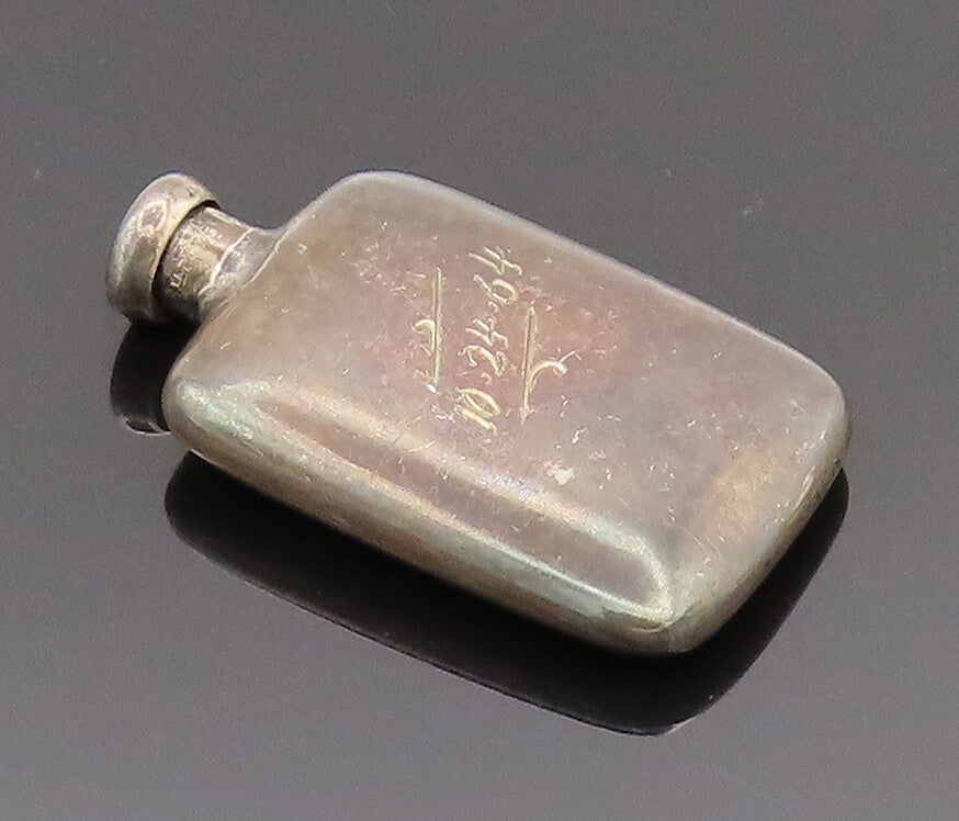 925 Silver Vintage Rectangular Etched Calligraphed P Bottle (OPENS) TR3532