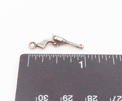 925 Sterling Silver  Vintage Trendy Pistol Gun Charm Pendant  PT20814