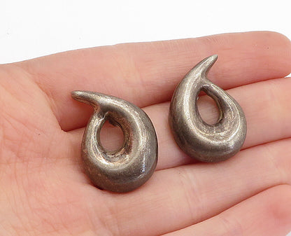 MEXICO 925 Sterling Silver  Vintage Dark Tone Swirl Drop Earrings  EG2310