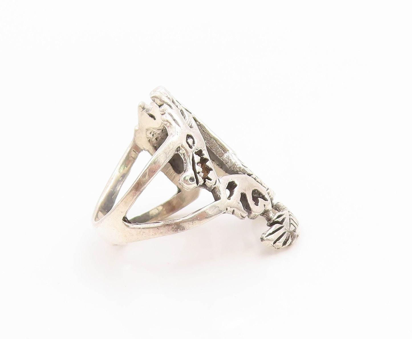 925 Sterling Silver Vintage Ring Intricate Winged Dragon Band  Sz 6  RG35995
