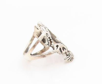 925 Sterling Silver Vintage Ring Intricate Winged Dragon Band  Sz 6  RG35995