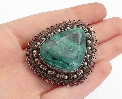ISRAEL 925 Sterling Silver  Vintage Eilat & Petite Pearls Brooch Pin  BP1581