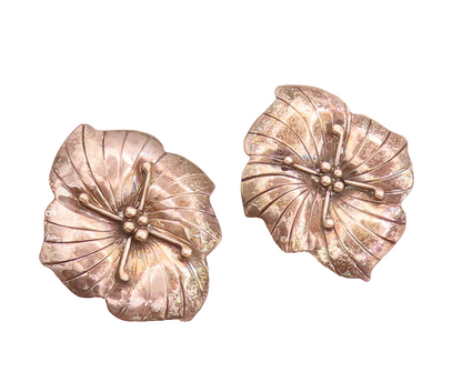 CAROL FELLEY 925 Sterling Silver Vintage 4 Petal Cutout Floral Earrings EG12467