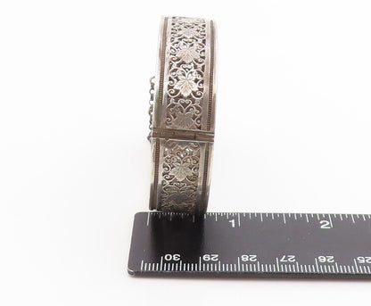 925 Sterling Silver Vintage Bracelet Antique Floral Openwork Bangle  BT12011
