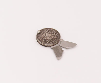 ISRAEL 925 Silver  Vintage Antique Carved Circular Nail Filer (OPENS)  TR3495