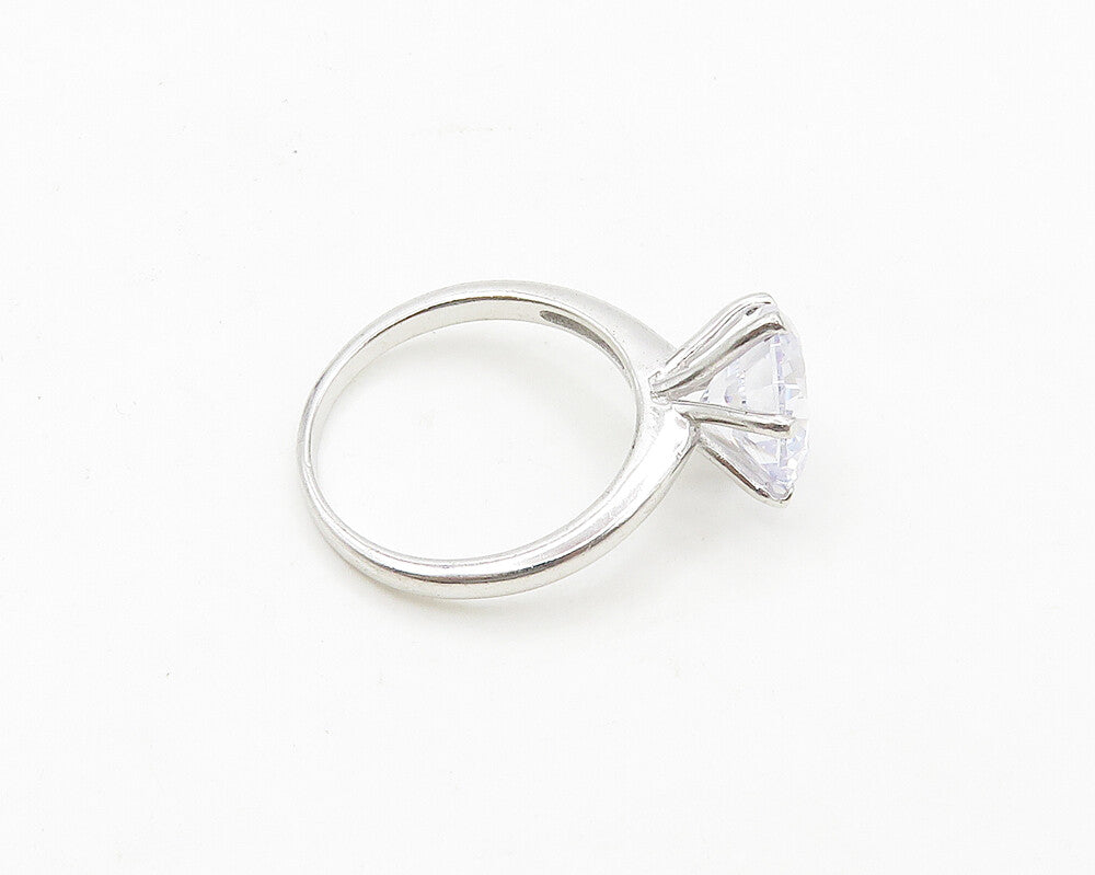 925 Sterling Silver  Sparkling Cubic Zirconia Solitaire Ring Sz 7  RG19131
