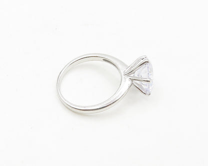 925 Sterling Silver  Sparkling Cubic Zirconia Solitaire Ring Sz 7  RG19131