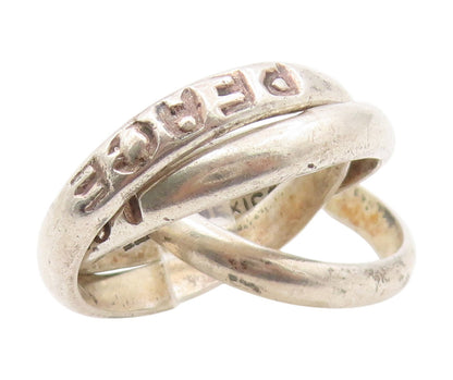 925 Sterling Silver Vintage Ring Interlocking Love & Peace Band Sz 9 RG34656
