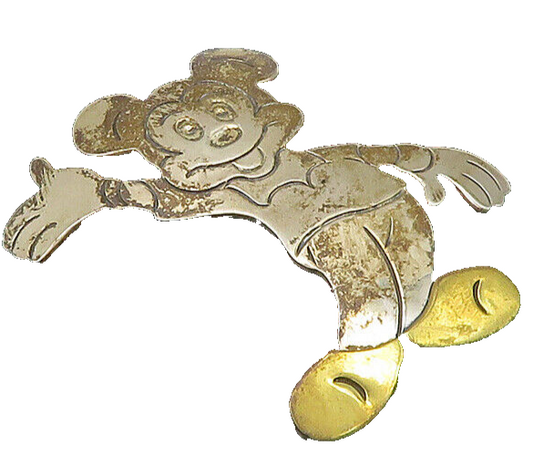 SHEILA MEXICO 925 Silver  Vintage Two Tone Mickey Mouse Brooch Pin  BP8698