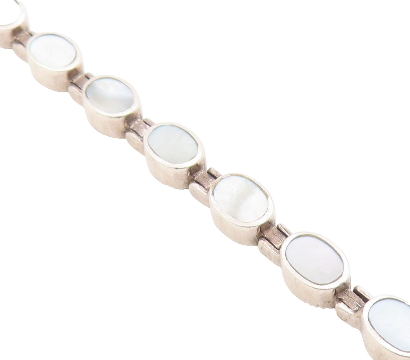 925 Sterling Silver  Mother Of Pearl & Marcasite Double Sided Bracelet  BT5099
