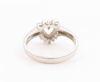 925 Sterling Silver Vintage Ring CZ Elegant Open Love Heart Band  Sz 7  RG35363