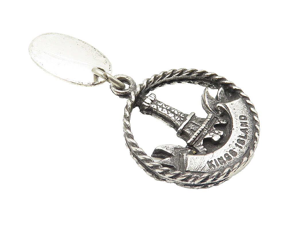 925 Sterling Silver  Vintage Oxidized King's Island Twist Drop Pendant  PT8245
