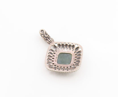 925 Sterling Silver Vintage Pendant CAROLYN POLLACK Jade Geometric Charm PT26258