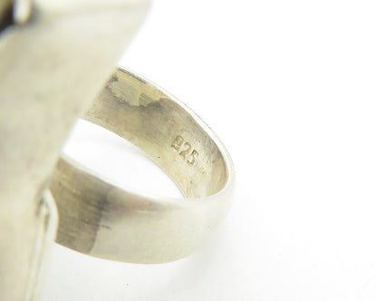 925 Sterling Silver  Vintage Ammonite Fossil Snail Cocktail Ring Sz 6  RG10742