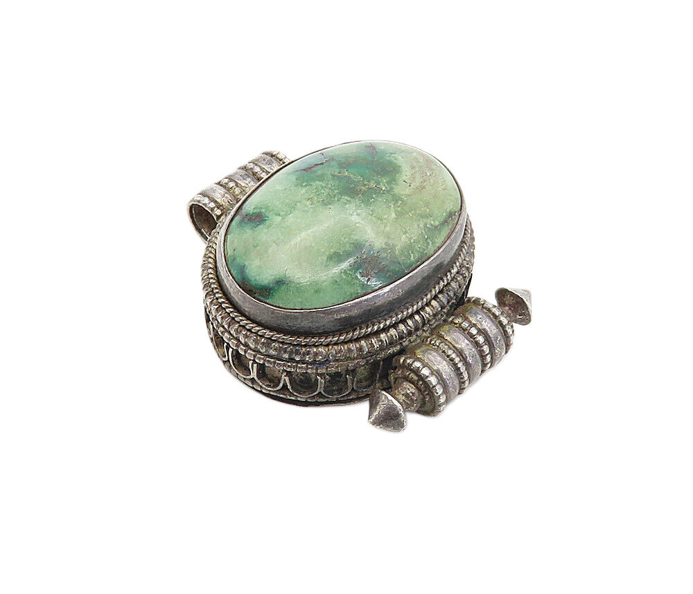925 Sterling Silver  Vintage Antique Cabochon Cut Jasper Slide Pendant  PT6434