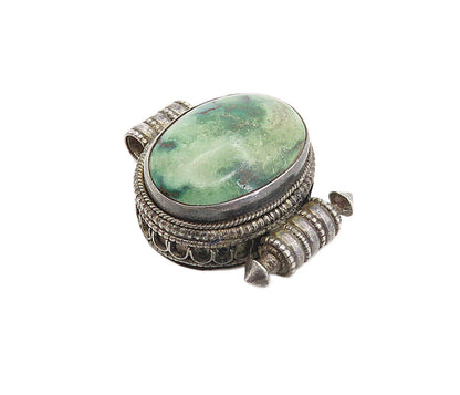 925 Sterling Silver  Vintage Antique Cabochon Cut Jasper Slide Pendant  PT6434
