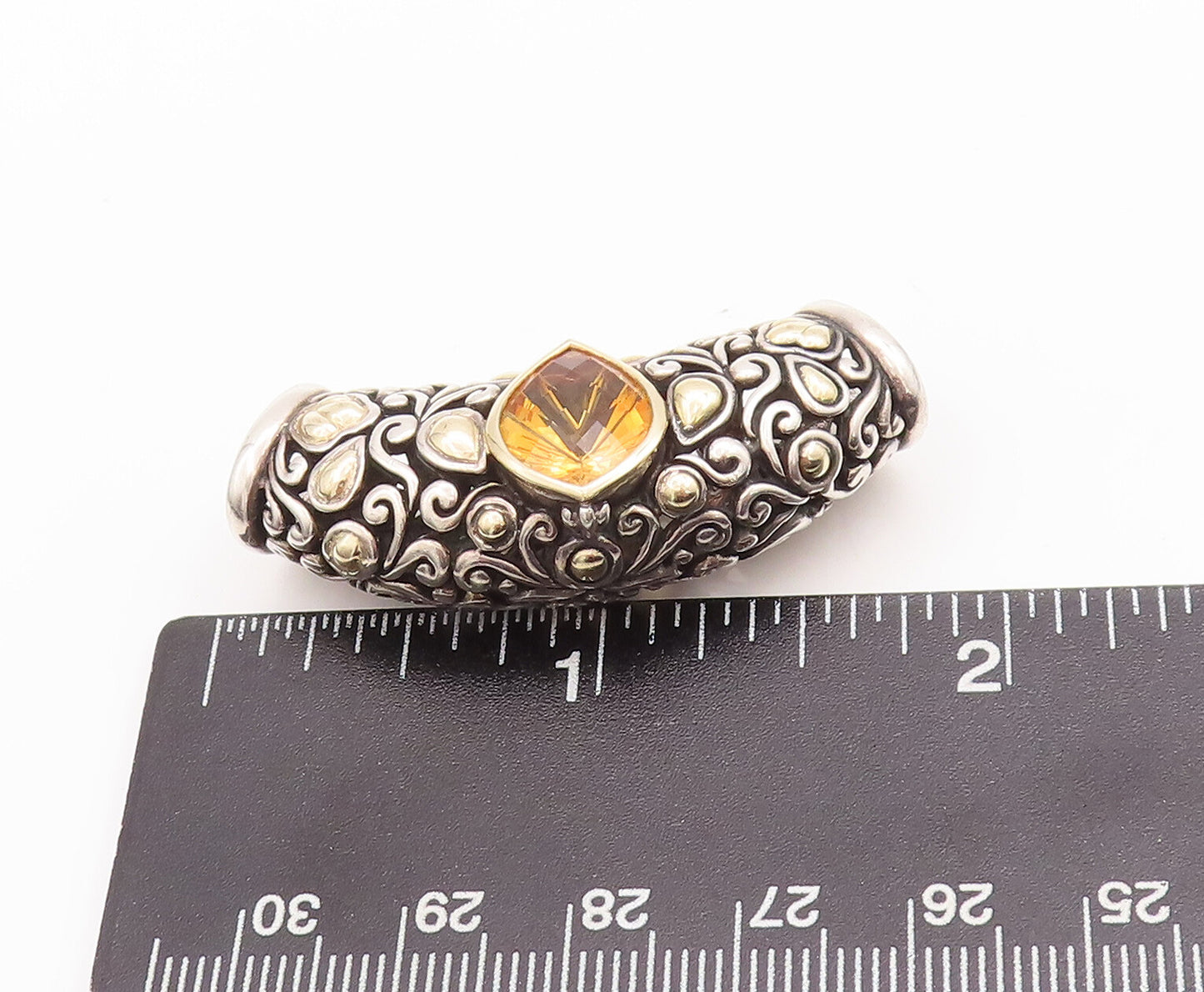 18k Gold 925 Sterling Silver Vintage Pendant JOHN HARDY Floral Citrine  PT23253