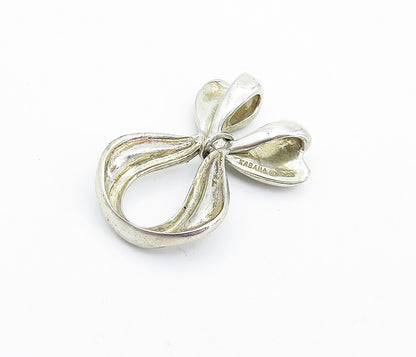 KABANA 925 Sterling Silver Vintage Modernist Bow Tie Ribbon Pendant PT4349