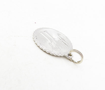 925 Sterling Silver  Shiny Happy 11th Birthday Etched Drop Pendant  PT6765