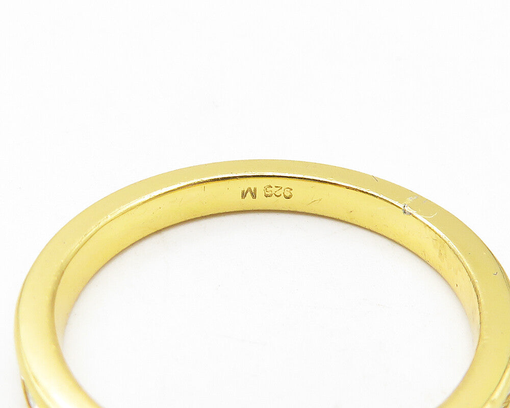 925 Sterling Silver  Topaz Shiny Gold Plated Eternity Ring Sz 8.5  RG11302