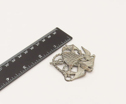 925 Sterling Silver  Vintage US Navy Military Eagle Brooch Pin  BP10252