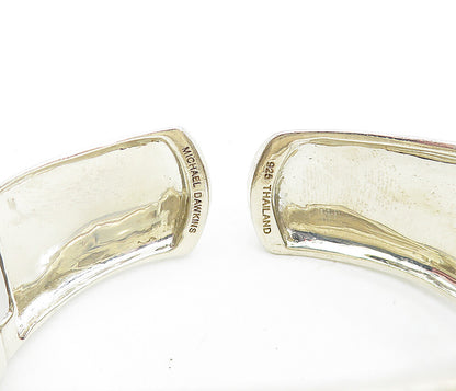 MICHAEL DAWKINS 925 Silver  Circle Patterned Large Hinge Cuff Bracelet  BT2701