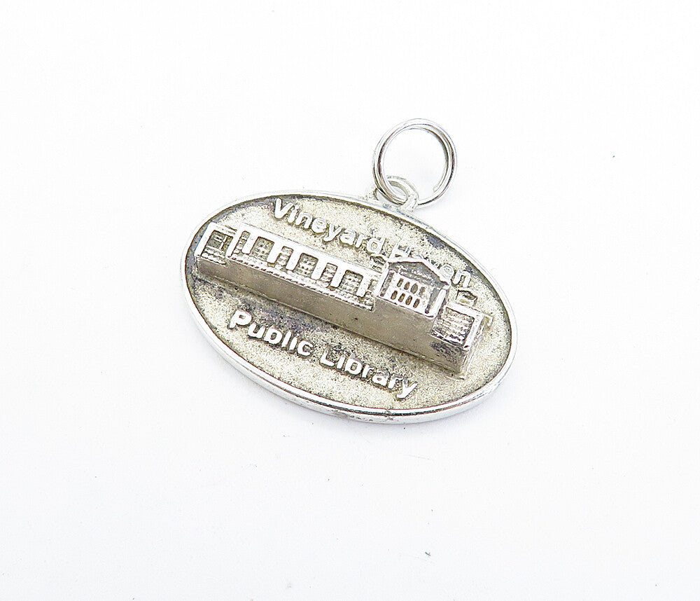 MINK MEADOWS 925 Sterling Silver  Vintage Public Library Pendant  PT5384