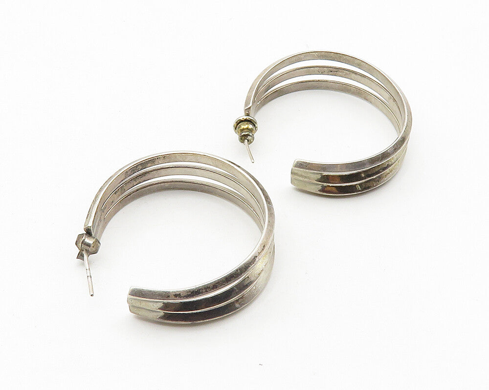 LISA PIERSON 925 Sterling Silver  Vintage Split Design Hoop Earrings  EG5665