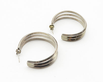LISA PIERSON 925 Sterling Silver  Vintage Split Design Hoop Earrings  EG5665
