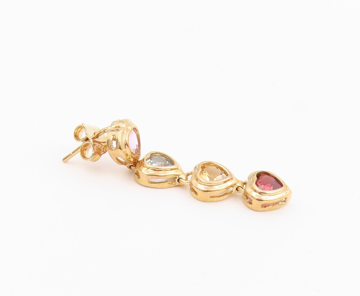925 Sterling Silver Vintage Earrings Gold Plated Gemstone Heart Drop  EG14460